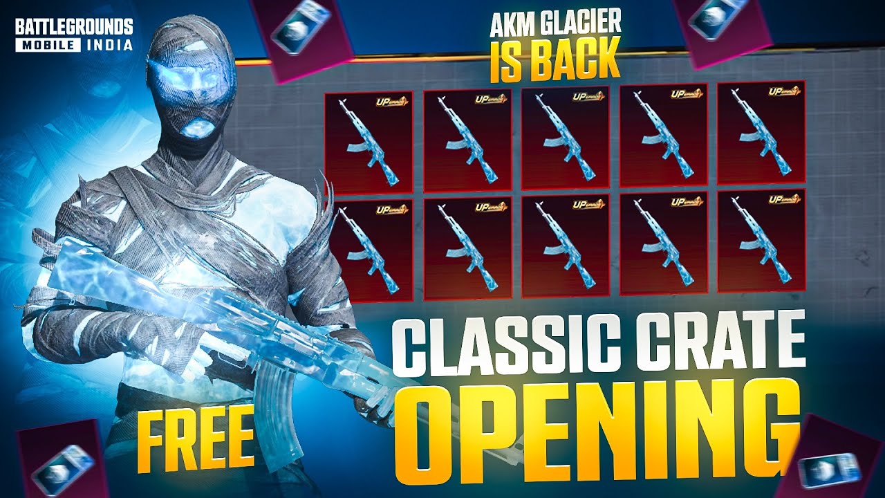 😱GOT FREE AKM GLACIER BGMI CLASSIC CRATE OPENING