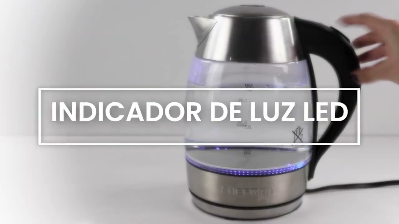CHEFMAN HERVIDOR eléctrico de Cristal 1.8 L con infusor de té . Hierve el agua en 7 minutos!!!!!