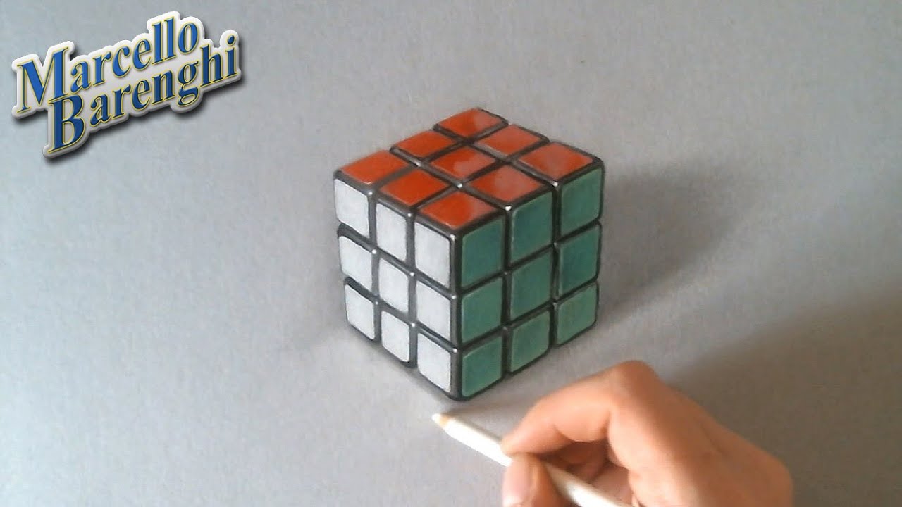 Drawing and Coloring Rubiks Cube 3D Illusion