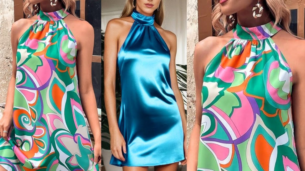 Halter Neck Pleated A- Line dress || Freehand Method & Beginner&rsquo;s Friendly