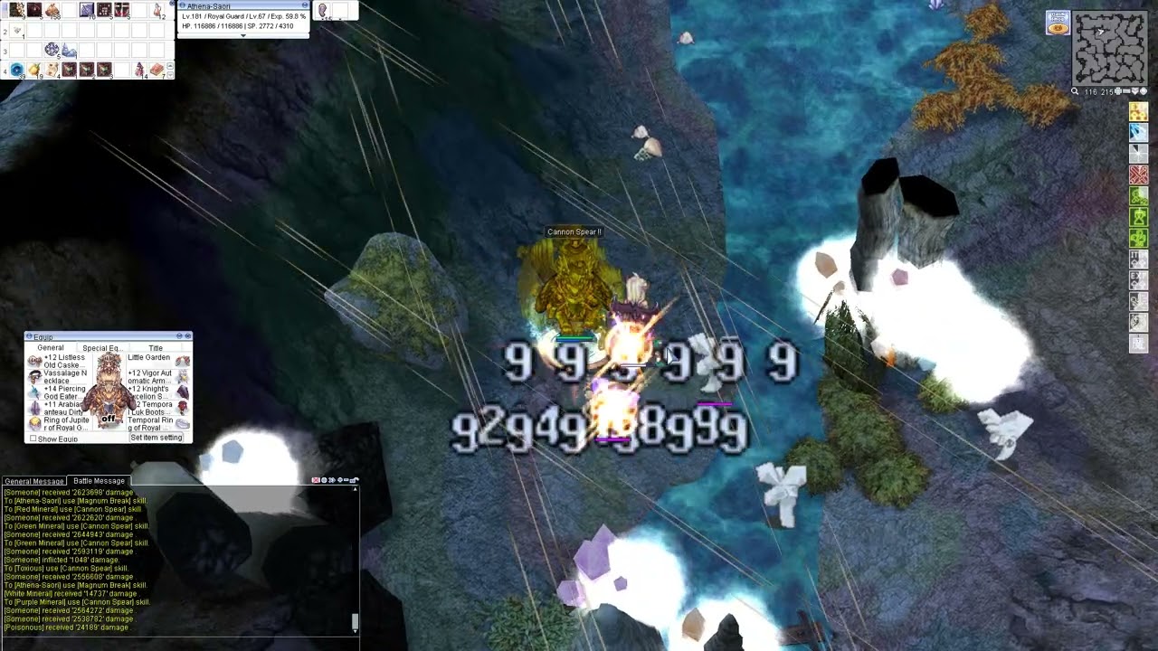 [iRO] Royal Guard Cannon Spear Leveling Einbech Dungeon 3 Try to 1 Hit