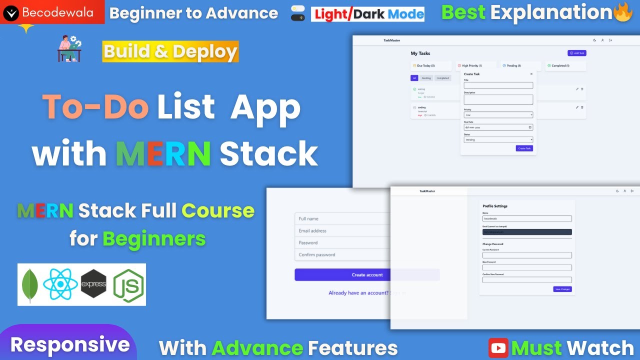 📝Build a Todo List App with MERN Stack | MERN Stack Full Course For Beginners | Part-1 | Becodewala