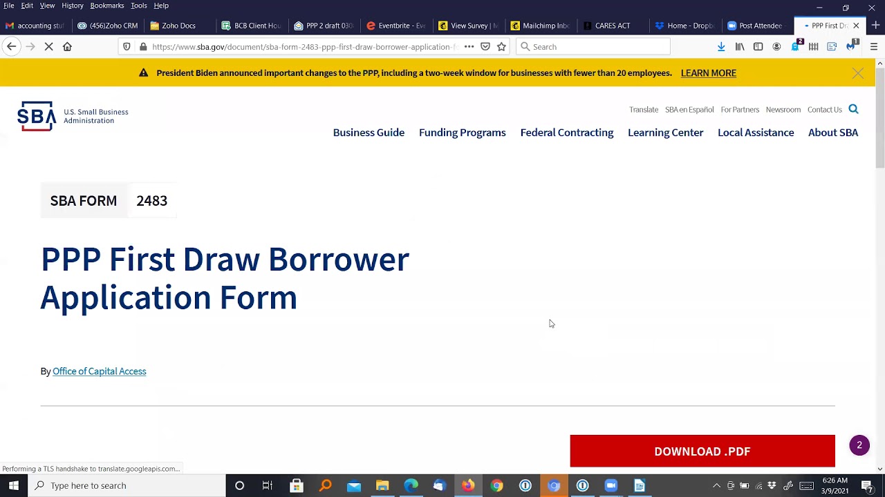Applying for SBA PPP Loan