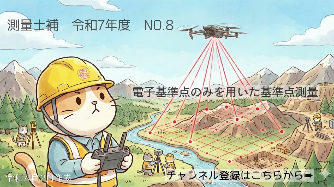 測量士補過去問解説令和07年No08「電子基準点のみを用いた基準点測量」