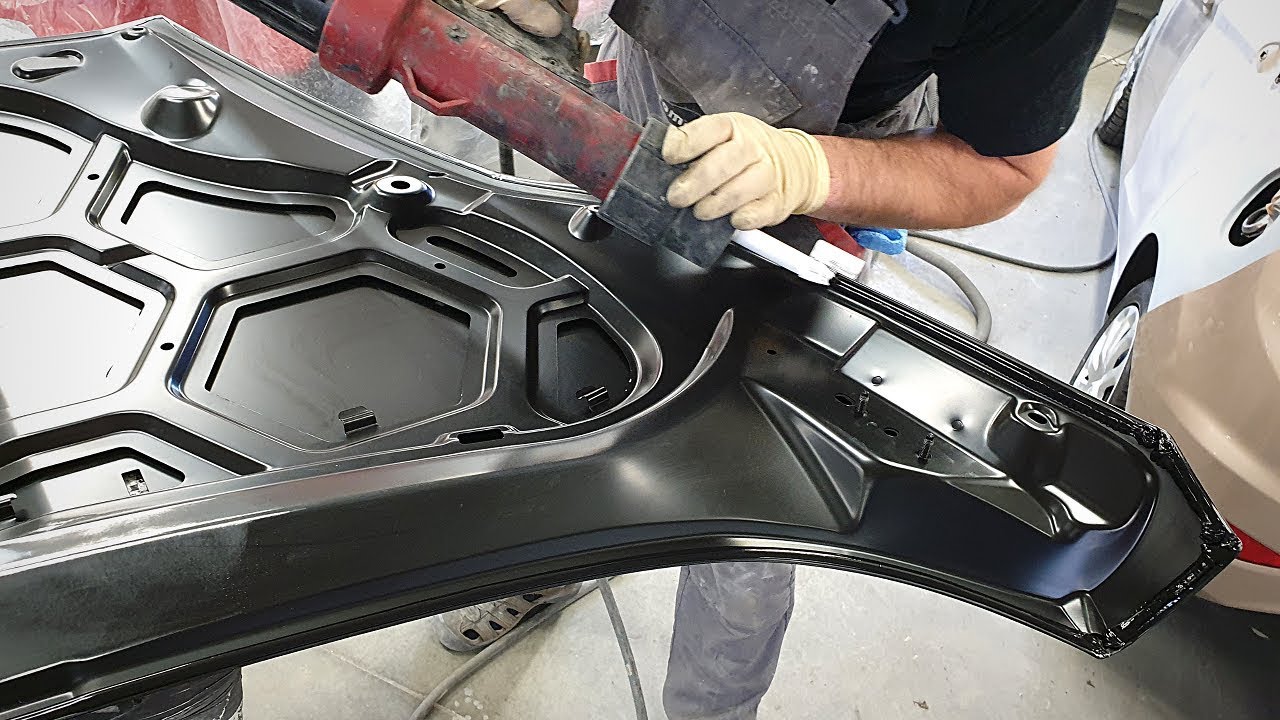 Painting method wet on wet of new China hood | Gold metallic car details painting| Axalta waterborne