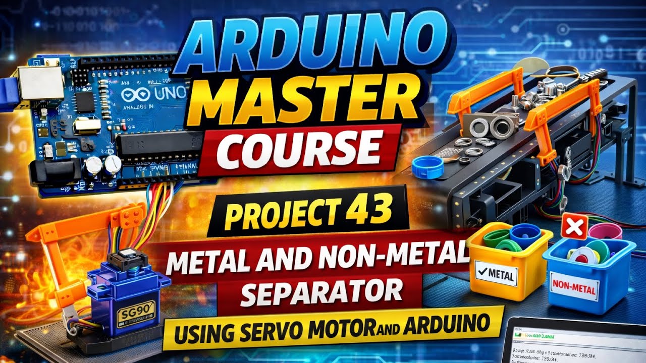 Arduino Master Course Project 43 :  Metal and Non-Metal Separator Using Servo Motor and Arduino