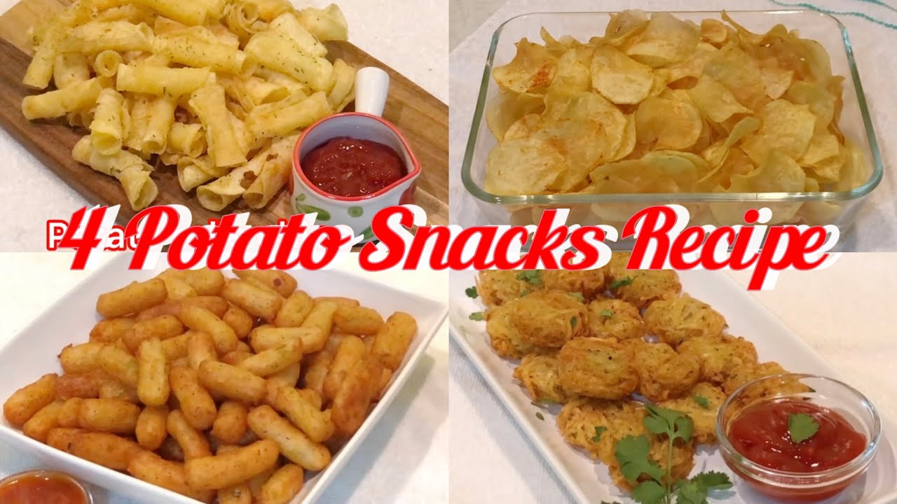 4 Amazing Potato Recipe In One Video | Crispy Potato Snacks Recipe | Potato Chips Recipe