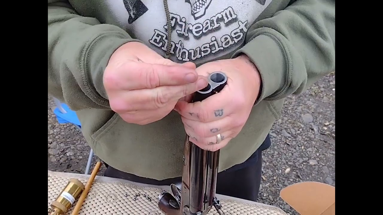 #4 Buckshot in the 20 gauge double barrel Howdah Pistol.