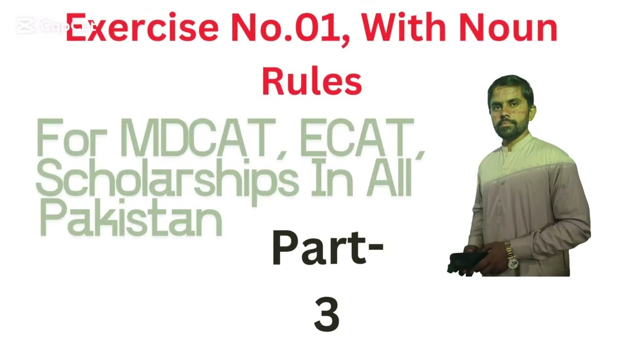 Exercise of Nouns rules for basic to advanced level for MDCAT ECAT Scholarships and General tests. 