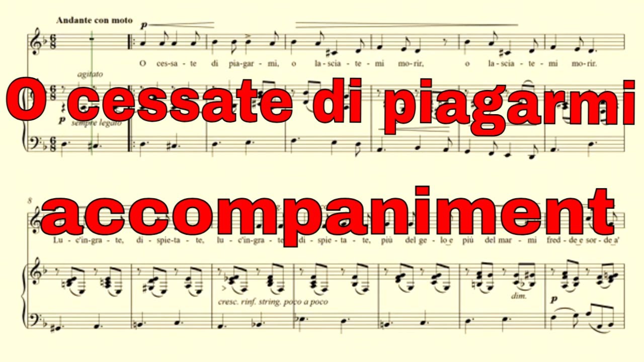 O cessate di piagarmi - Scarlatti - accompaniment in D minor - O cessate di piagarmi accompaniment