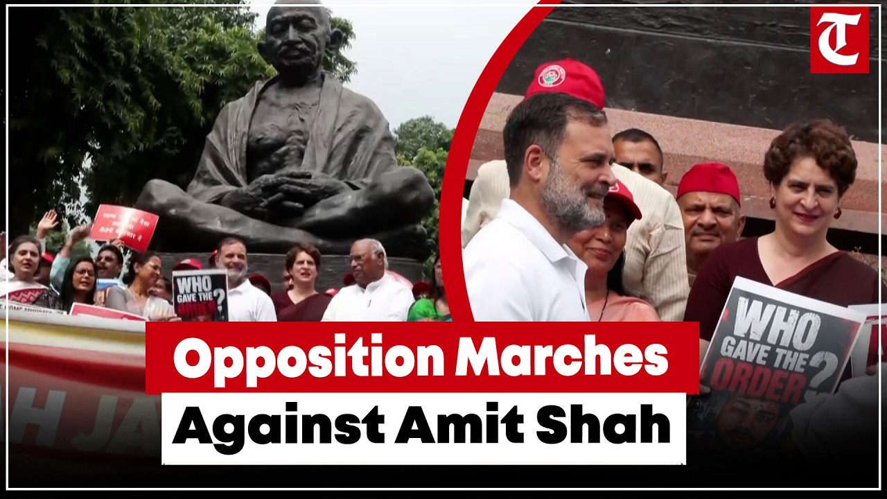 Rahul, Priyanka lead Opposition march against Amit Shah over alleged police action on CJP protesters