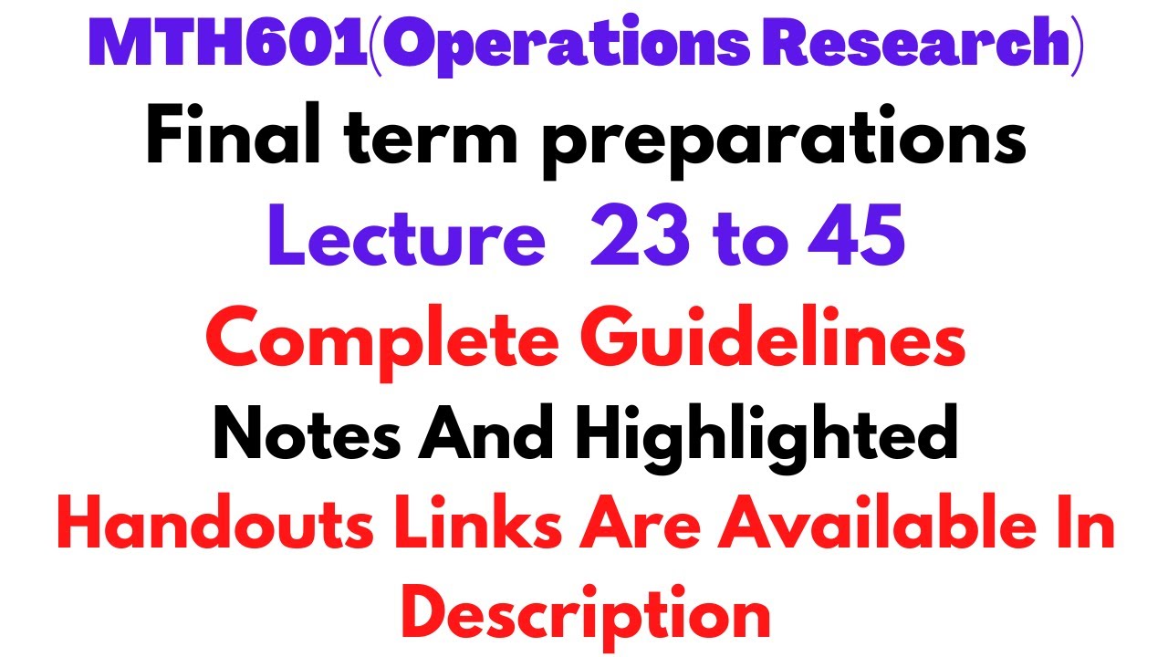Mth601 Final term preparation||All objective and Subjective Highlighted||OneStepToSucess