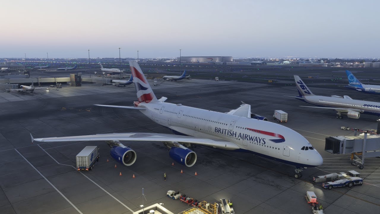 🛬 Washington Dulles Intl (KIAD) | British Airways ✈️ Airbus A380 Landing 🇬🇧➡️🇺🇸 | MSFS2024