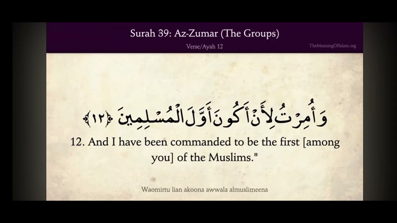 Quran 39 Surah Az-Zumar (The Crowds) Arabic and English translation