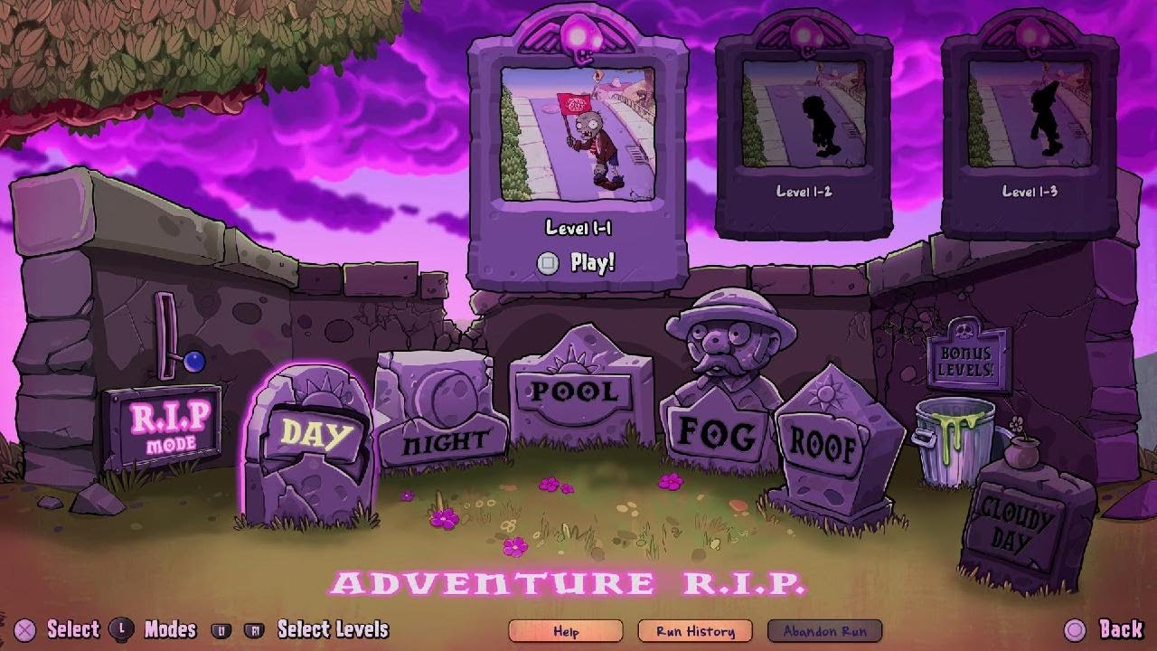 Plants vs. Zombies: Replanted Adventure R.I.P Mode Level 1-1