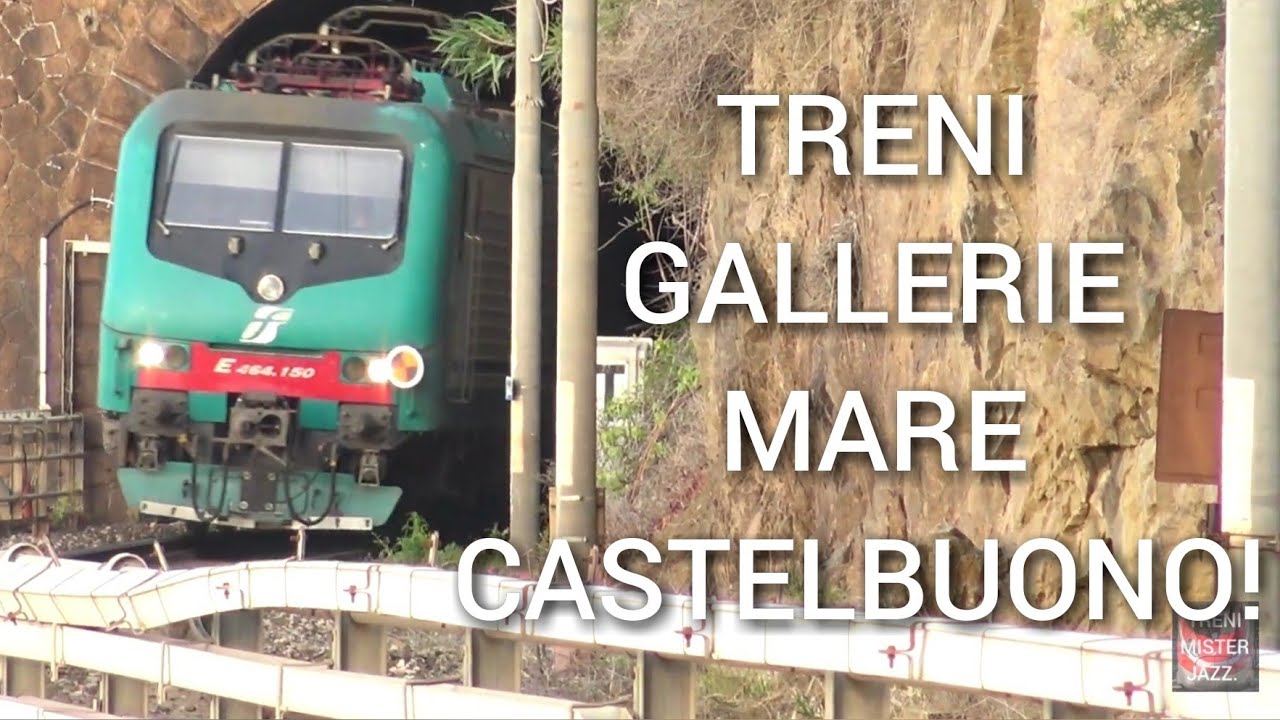 Treni regionali, gallerie mare e scogliere. Stazione di Castelbuono.TreniMisterJazz.