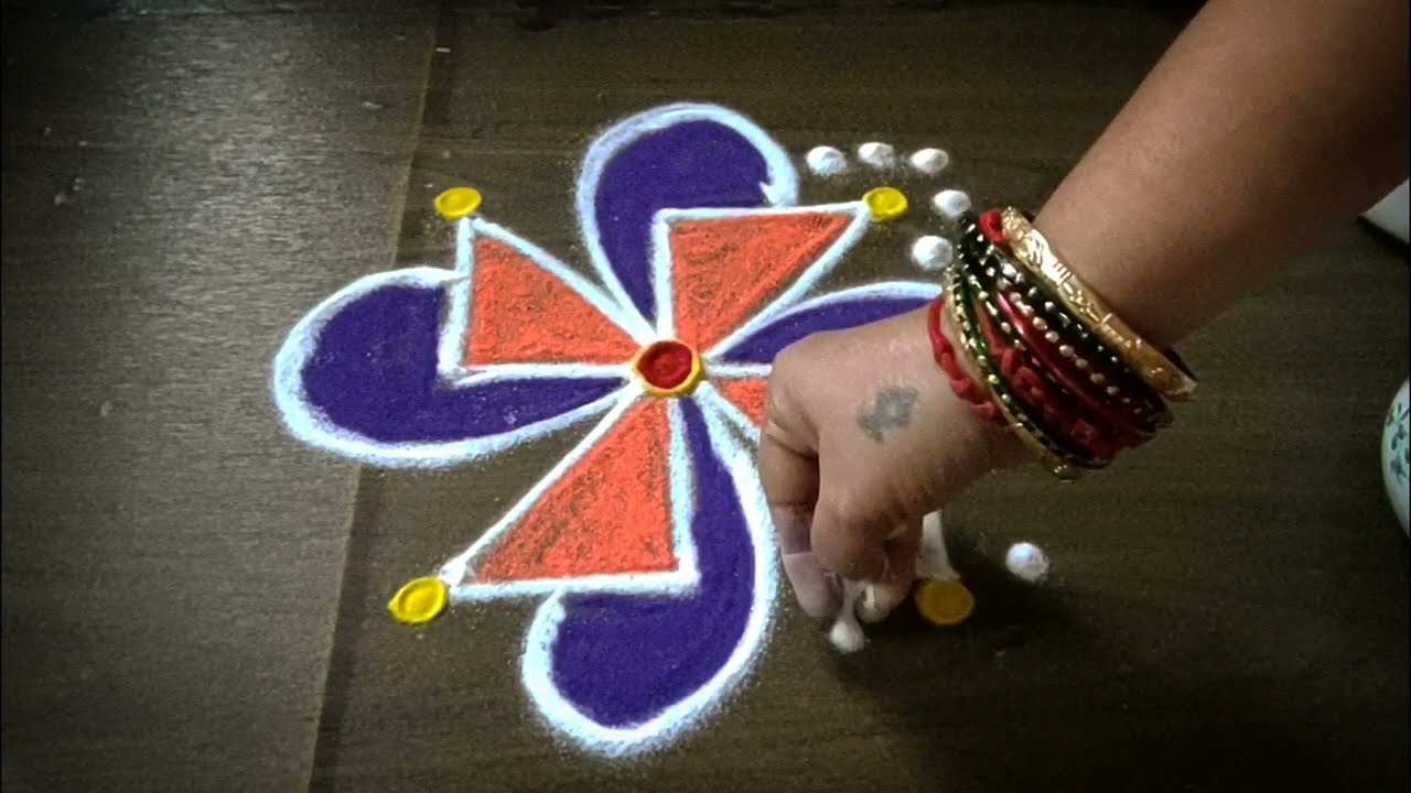 3புள்ளி கோலம் 🌺 #1minkolam #kolam#easyrangoli#bestkolam#viralvideo#simplemkolam#new@dhanyacrafts 