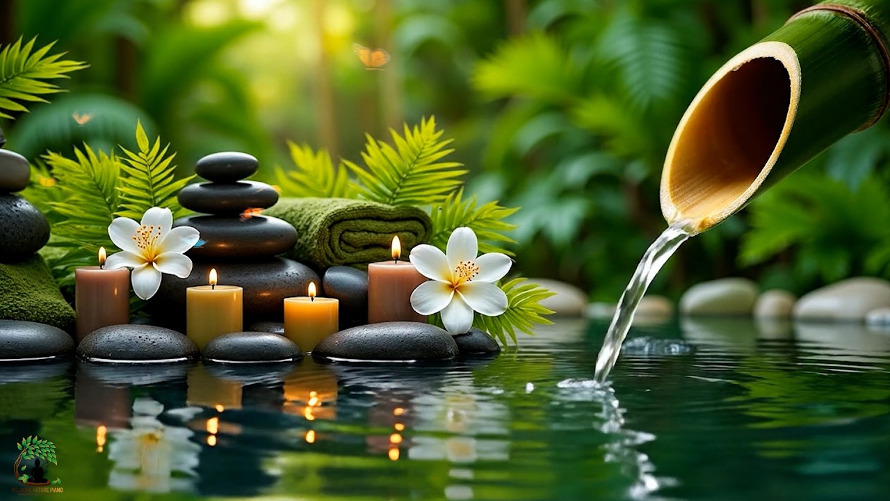 Relaxing Sleep Music with Bamboo Water Sounds 🌿Deep Sleep & Healing Music Anxiety Relief, Spa, Yoga
