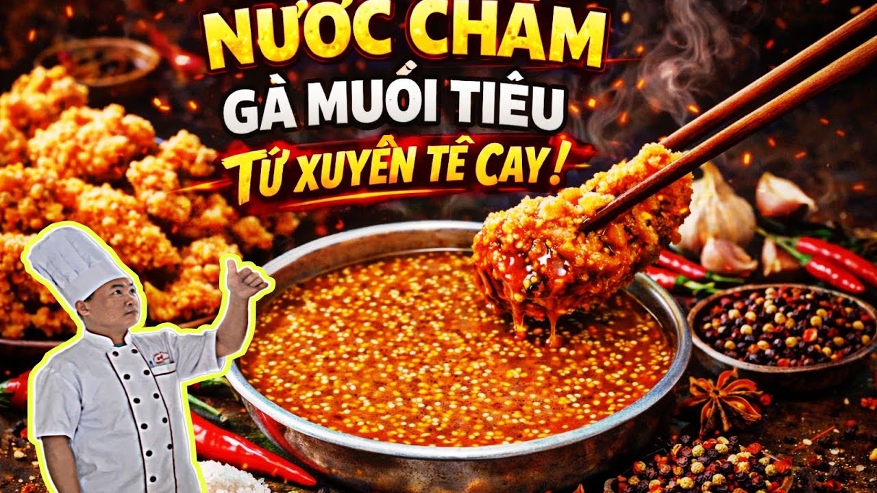 Nước chấm gà, muối tiêu tứ xuyên tê cay #amthucdasacmau 