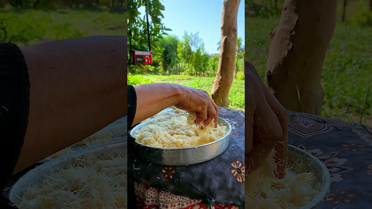 كنافة بالقشطة على نار الكانون.. حكاية طعم من قلب الصعيد 🌿🔥🍯#الريف_مع_ازارو
