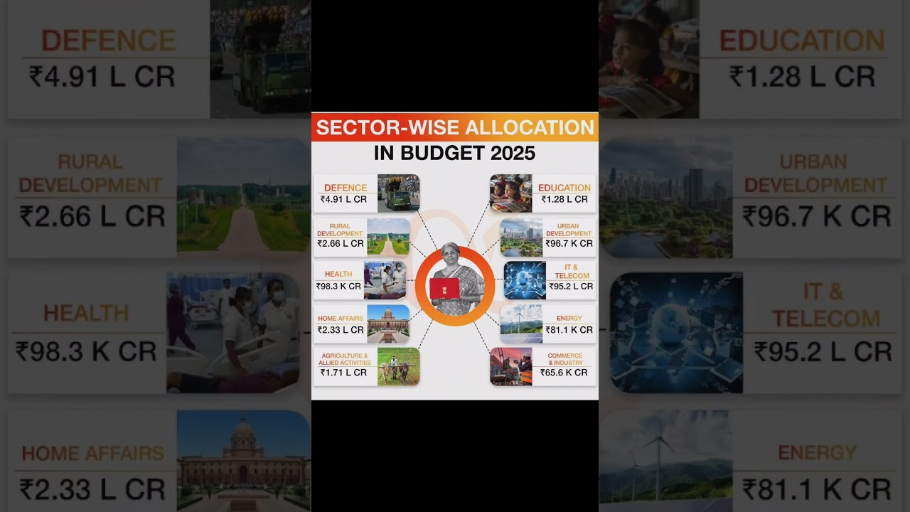 Sector Wise Allocation In Budget 2025 📊 #stockmarket #budget2025 #shorts