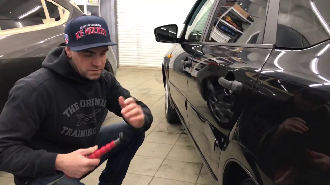 Как за 2 минуты удалить огромную вмятину на Ладе Гранта? GLEXO cold glue, pdr