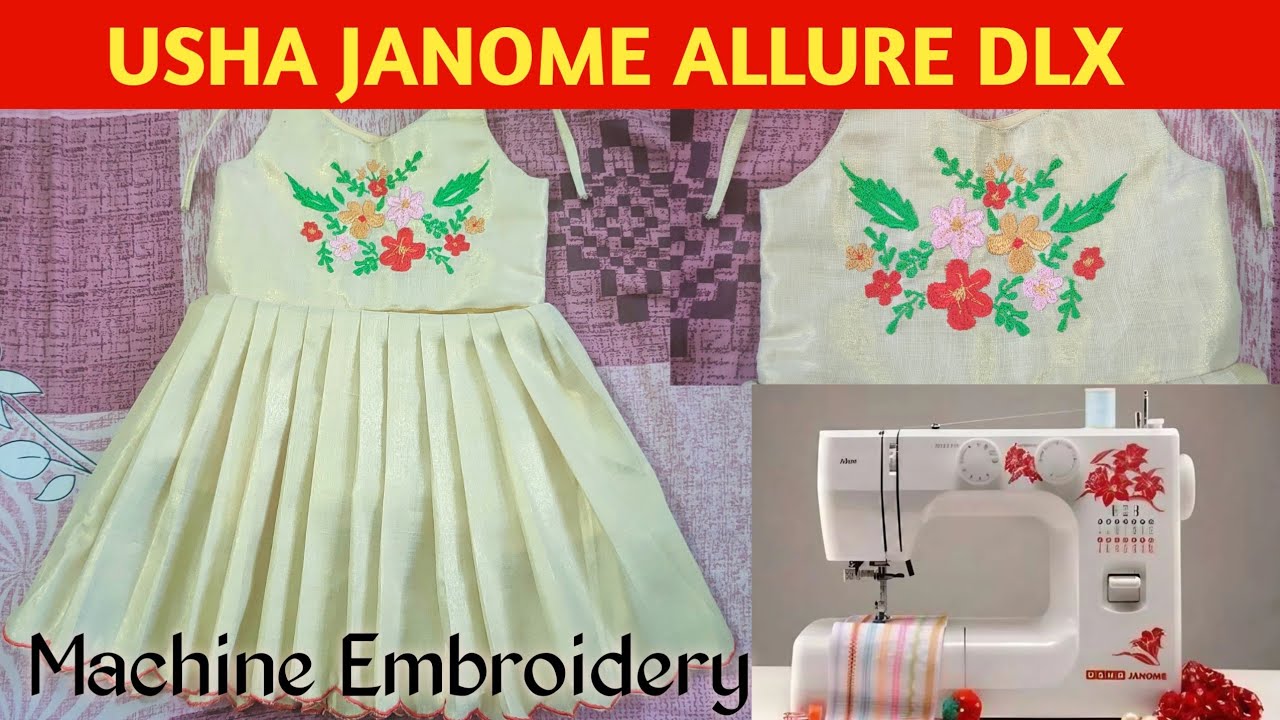 കുഞ്ഞു floral embroidery |Machine embroidery in usha janome allure dlx |Doongli's Attires