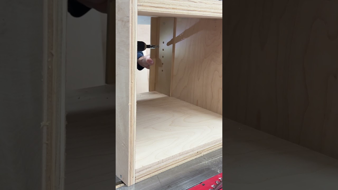 Adding shelf pin holes. #woodshop #woodworking #woodworker