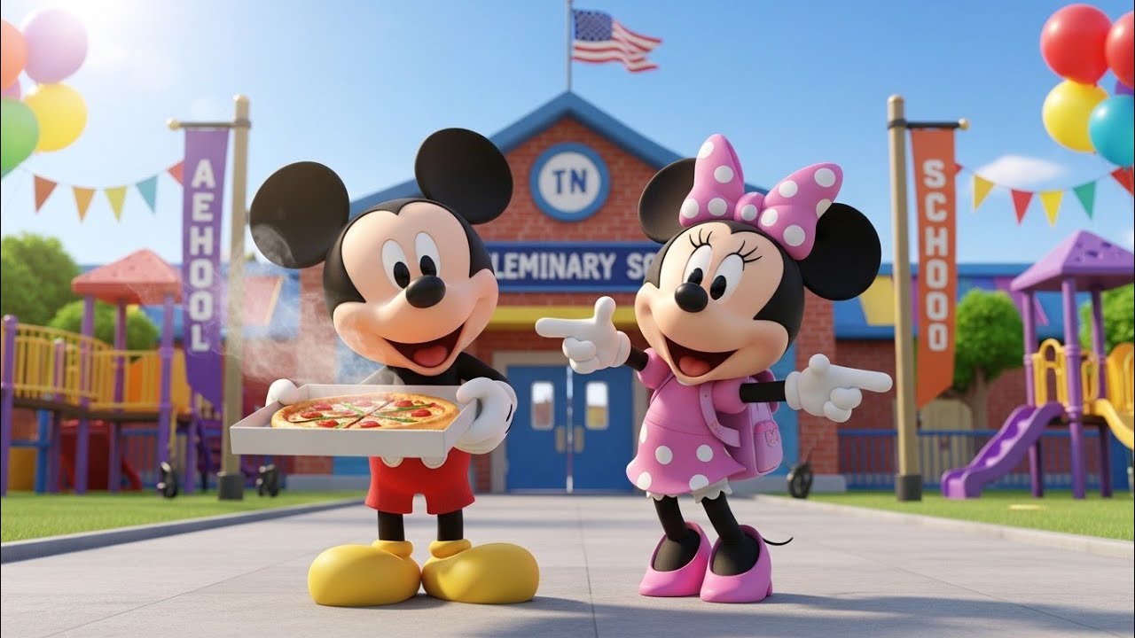 Mickey & Minnie’s First Day of School! (We brought pizza?!)