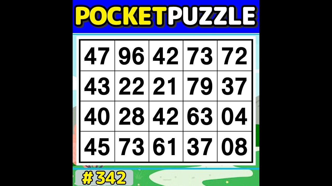 【Pocket Puzzle】 Easy and fun brain training! 《Number Search|Brain training》 #342