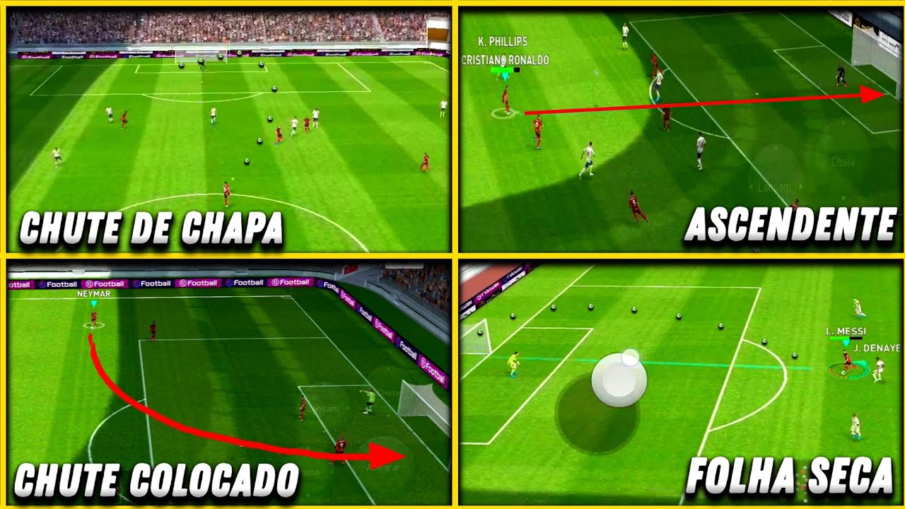 Melhores Chutes do PES 2021 MOBILE | Aprenda os chutes Folha seca, Chute de Chapa, etc do PES MOBILE