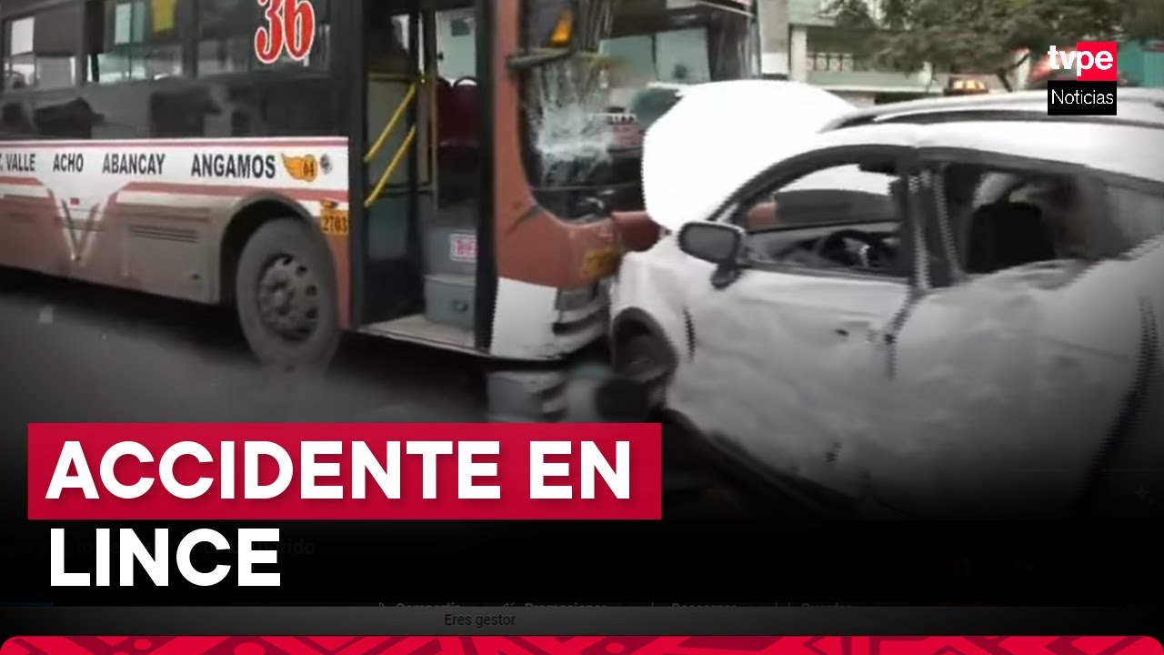 Lince: choque entre bus de transporte público y auto deja al menos un herido