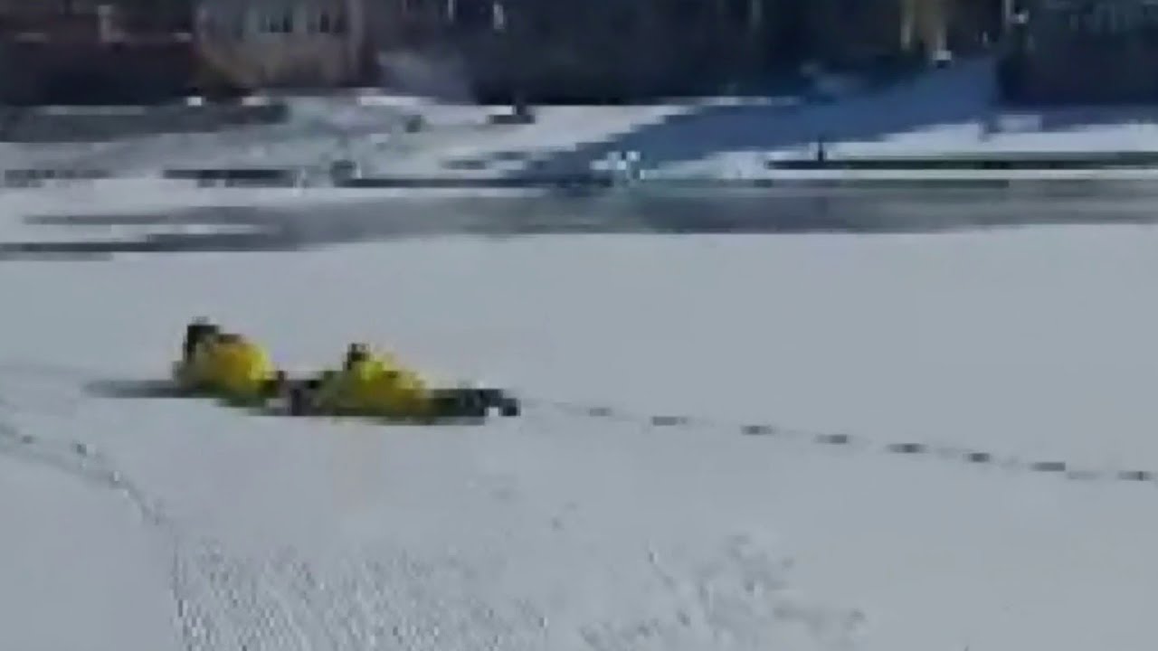 Children rescued after getting trapped on frozen Shelby Township lake with ice beginning to crack