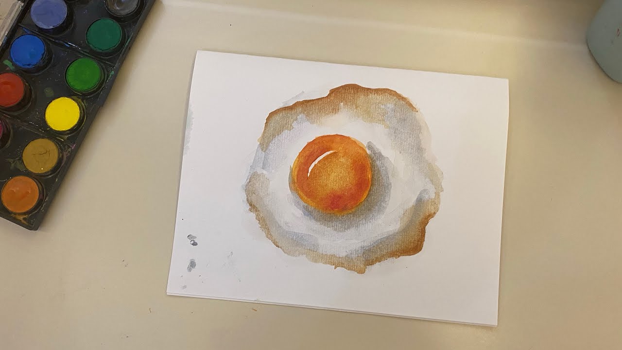 Suluboya ile sahanda yumurta  “sunny side up☺️” 🤤🍳 (kolay anlatım) - ❤️ evde sanat var