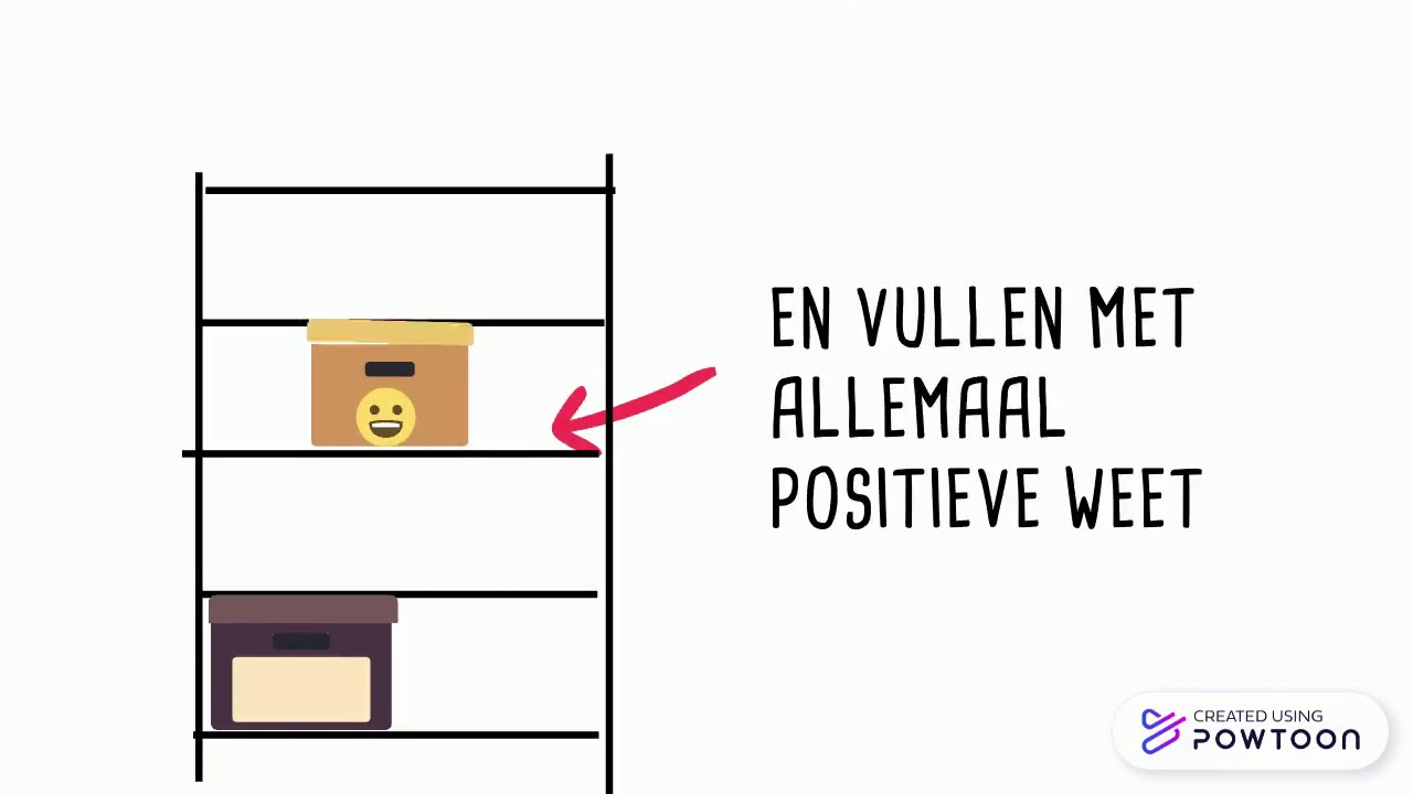 Zelfbeeld- de archiefkast met de 2 dozen.