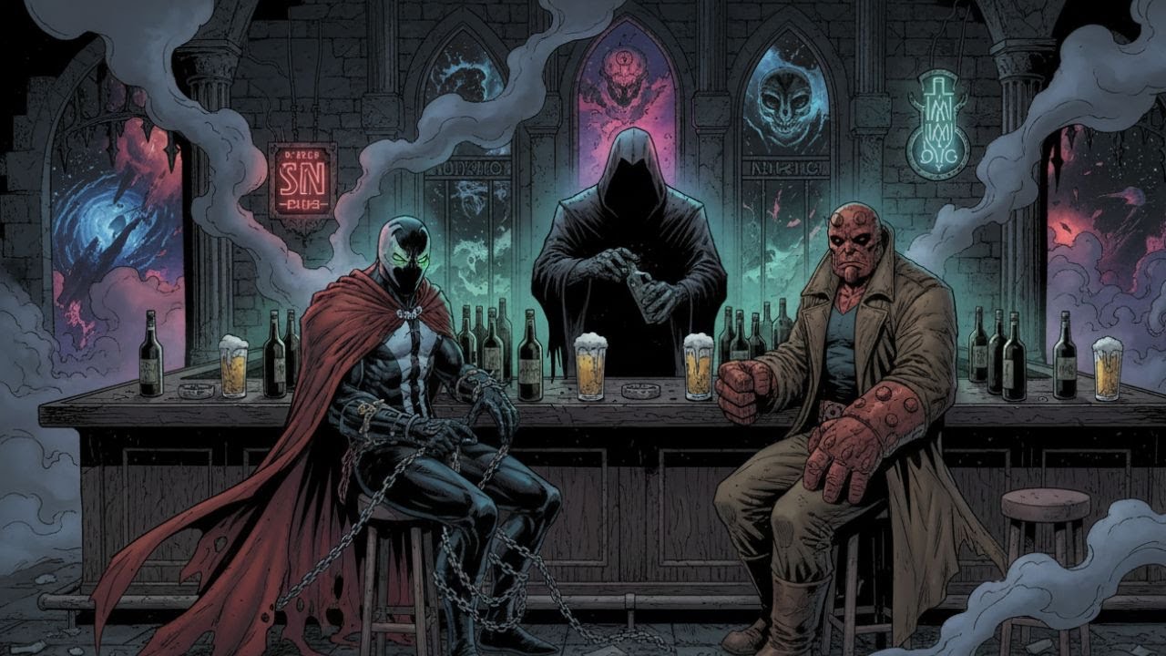 Spawn and Hellboy Share Drinks in a Multiverse Bar