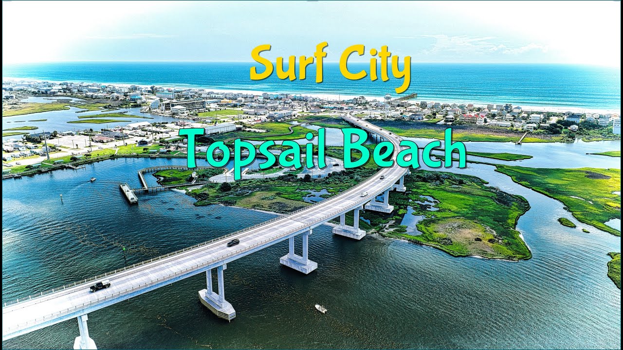 Topsail Beach - Surf City - Drone view before Hurricane Erin passes by.