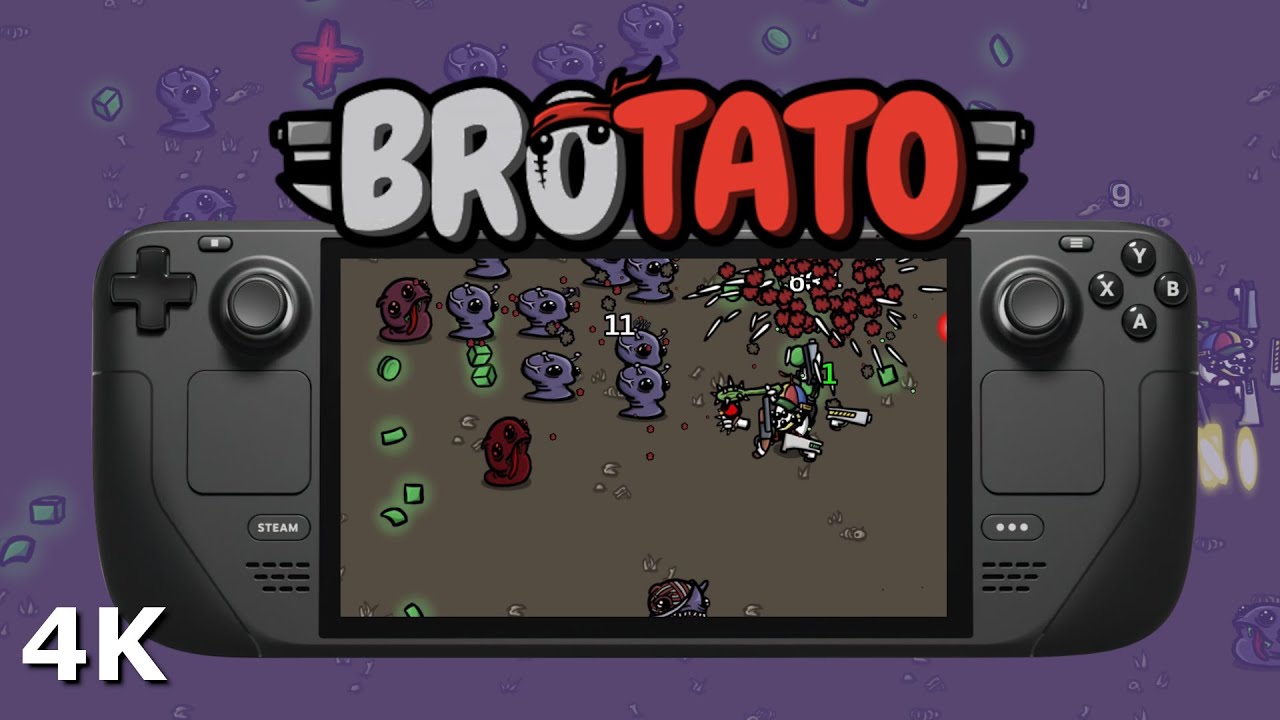 4K Steam Deck Gameplay - Brotato Steam OS Desktop Mode