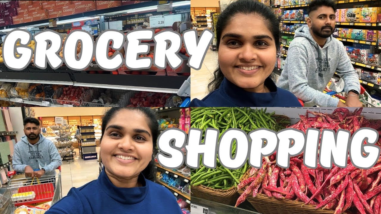 GROCERY SHOPPING IN ITALY 🇮🇹අපිත් එක්ක ඉතාලියේ සතියකට ඇති වෙන්න Grocery shopping යමු 🍎🍇🥐🧀