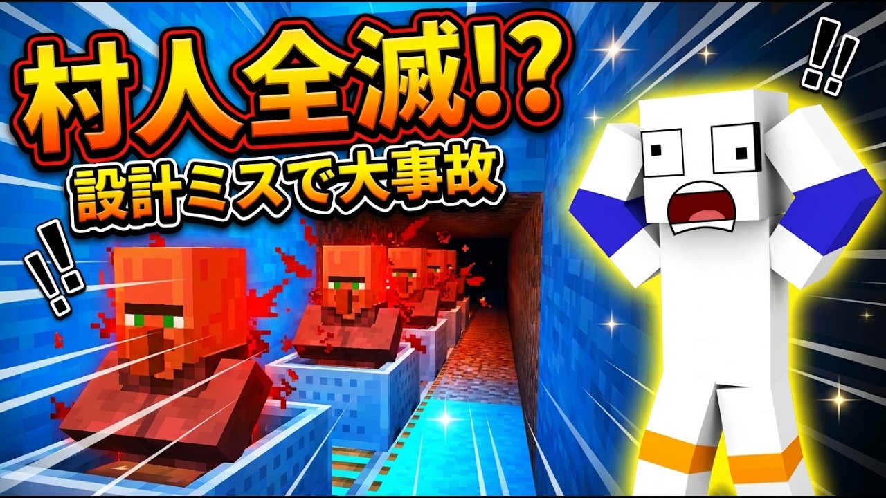 【マイクラ】村人を乗せてトンネルを通ったら大惨事に…まさかの全滅！？