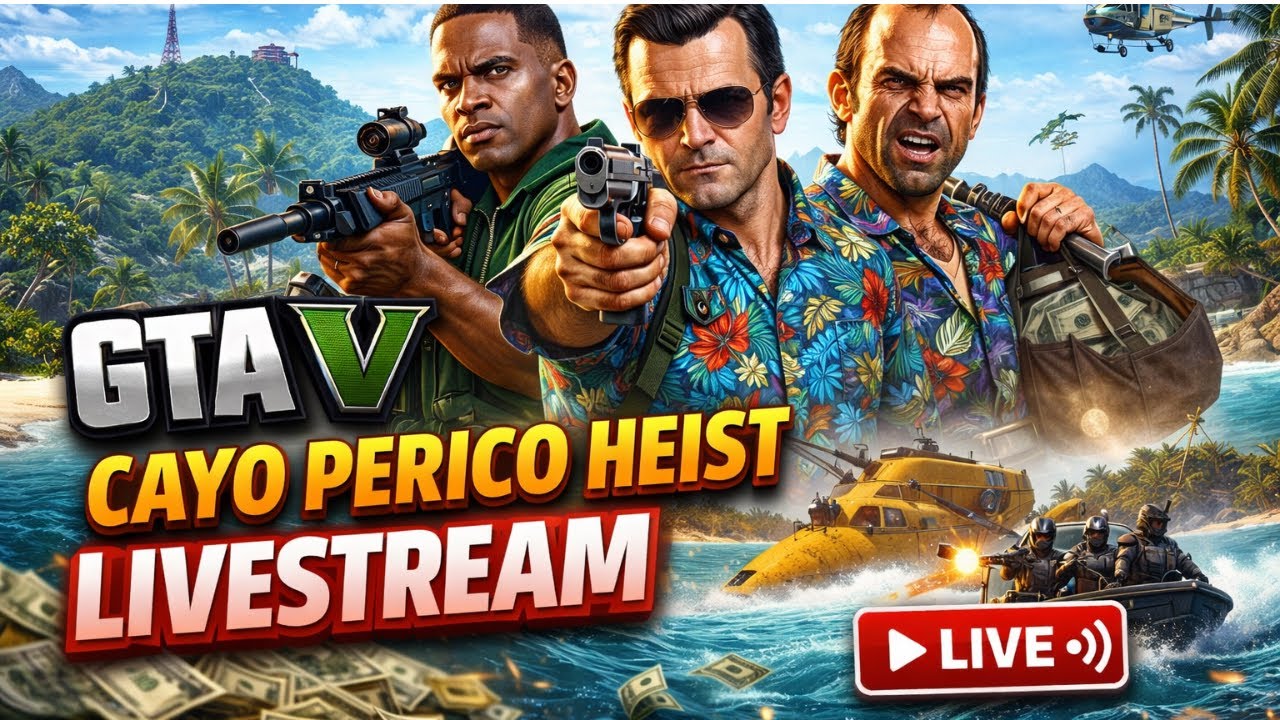 GTA V LIVE 🔴 | Cayo Perico Heist + Fleeca Heist + Facility Heist | Indian Gameplay 🇮🇳