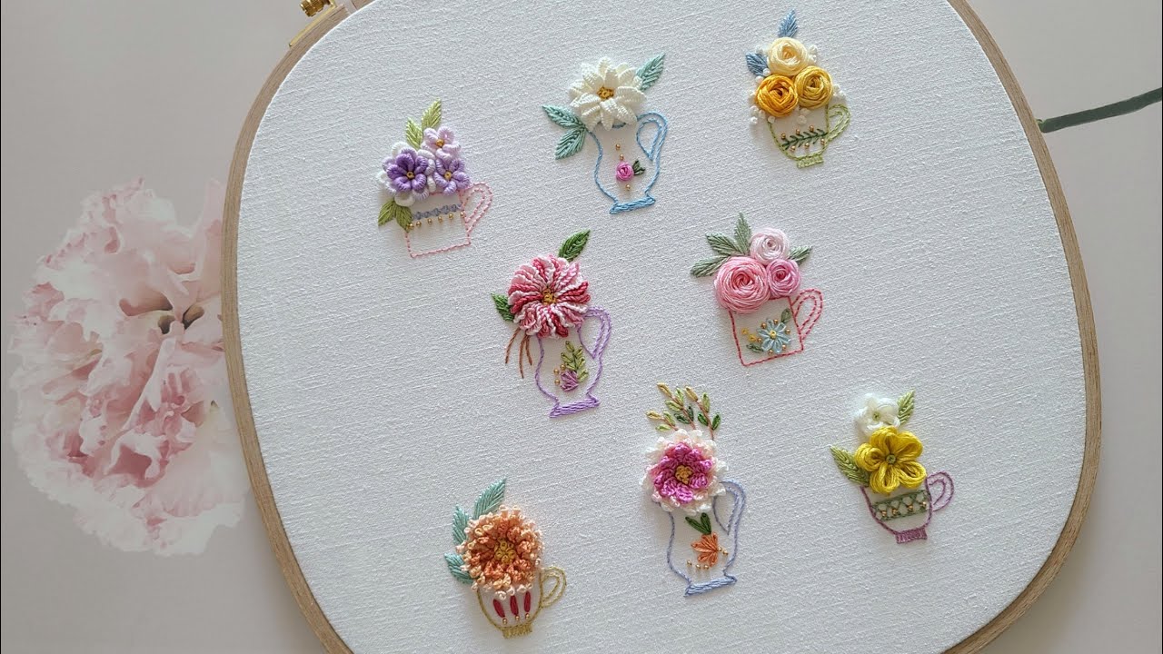 프랑스자수 l 8 꽃병자수 8 Vase Embroidery