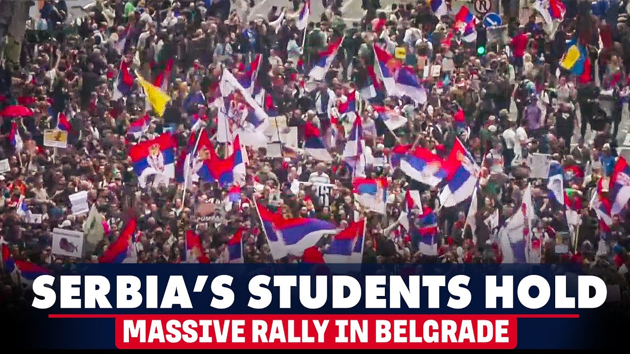 Serbia’s students hold massive rally in the capital Belgrade against government policies