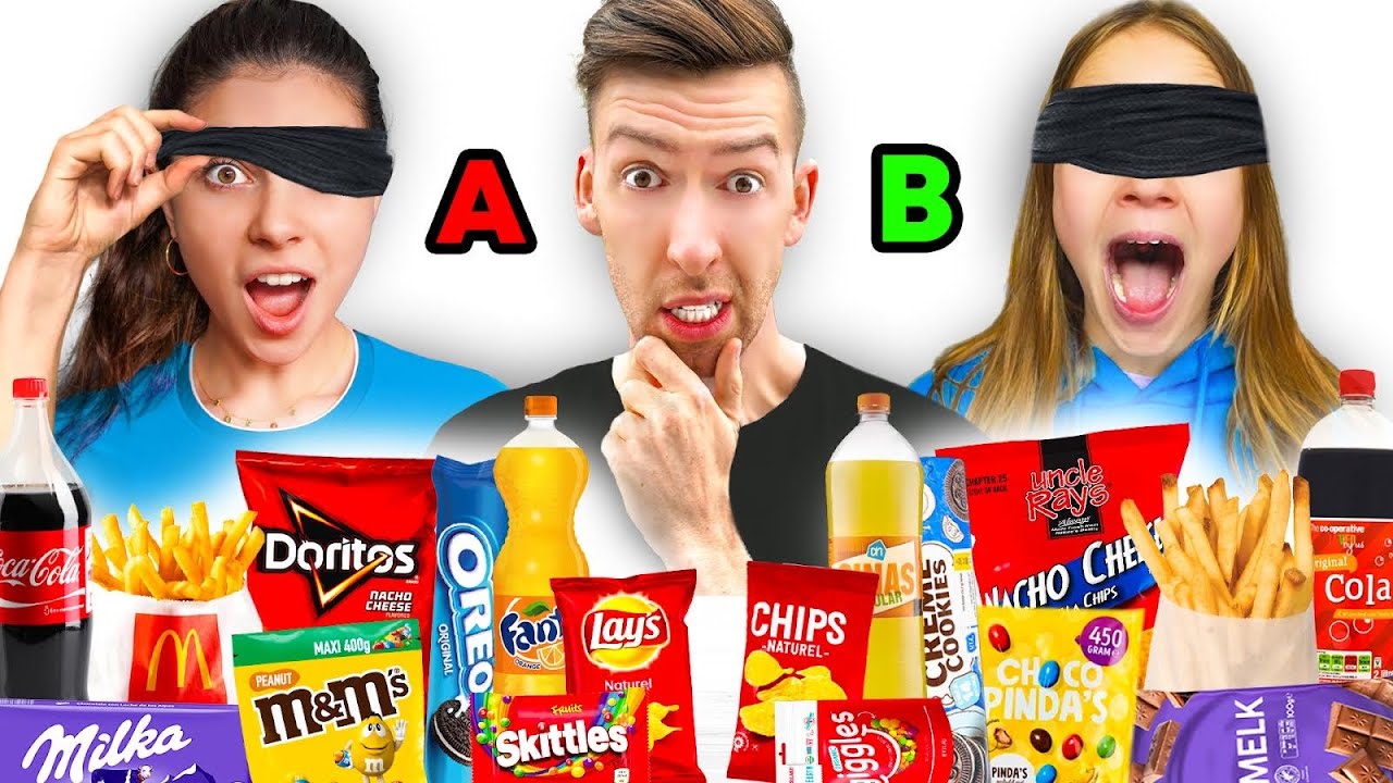 A-MERK VS B-MERK VOEDSEL CHALLENGE!! (GEBLINDDOEKT) #612
