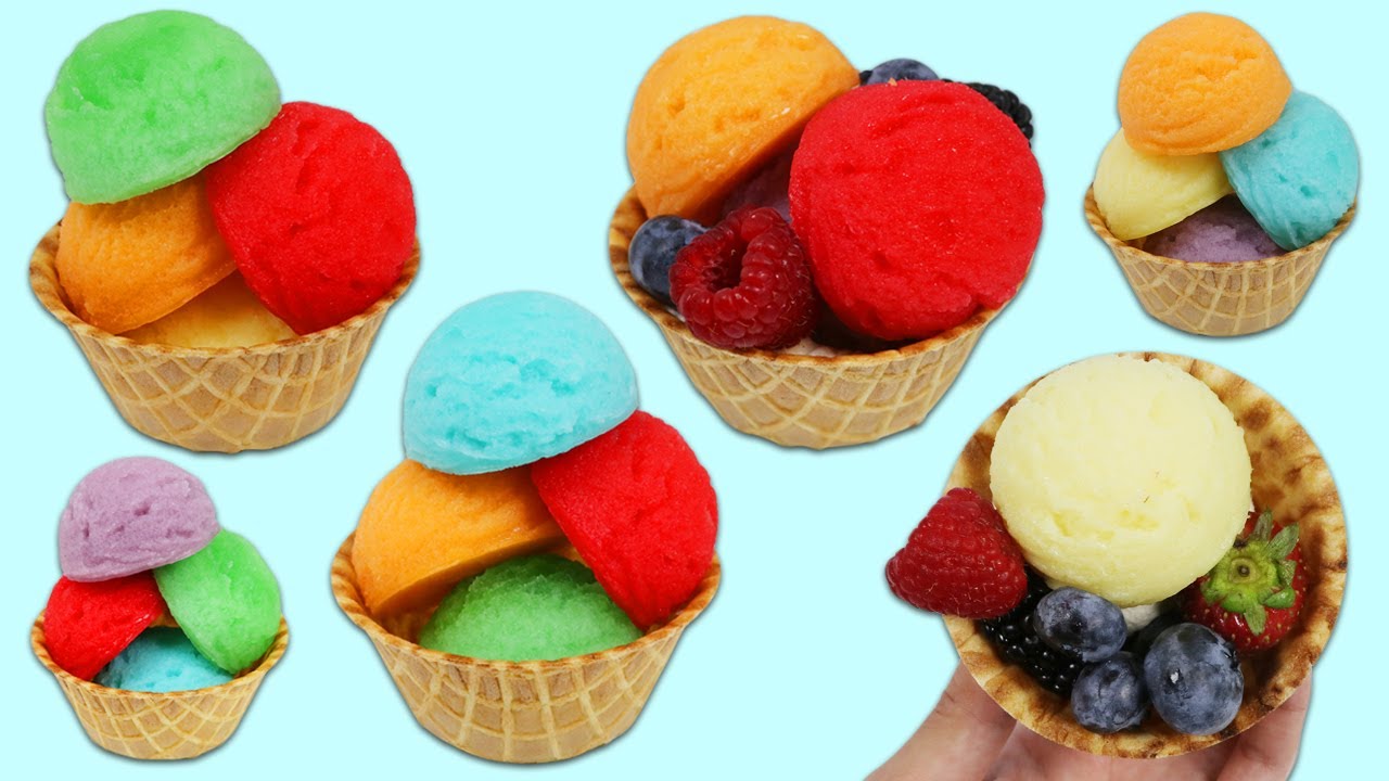 How to Make Rainbow Gummy Ice Cream Scoops In Waffle Bowls!