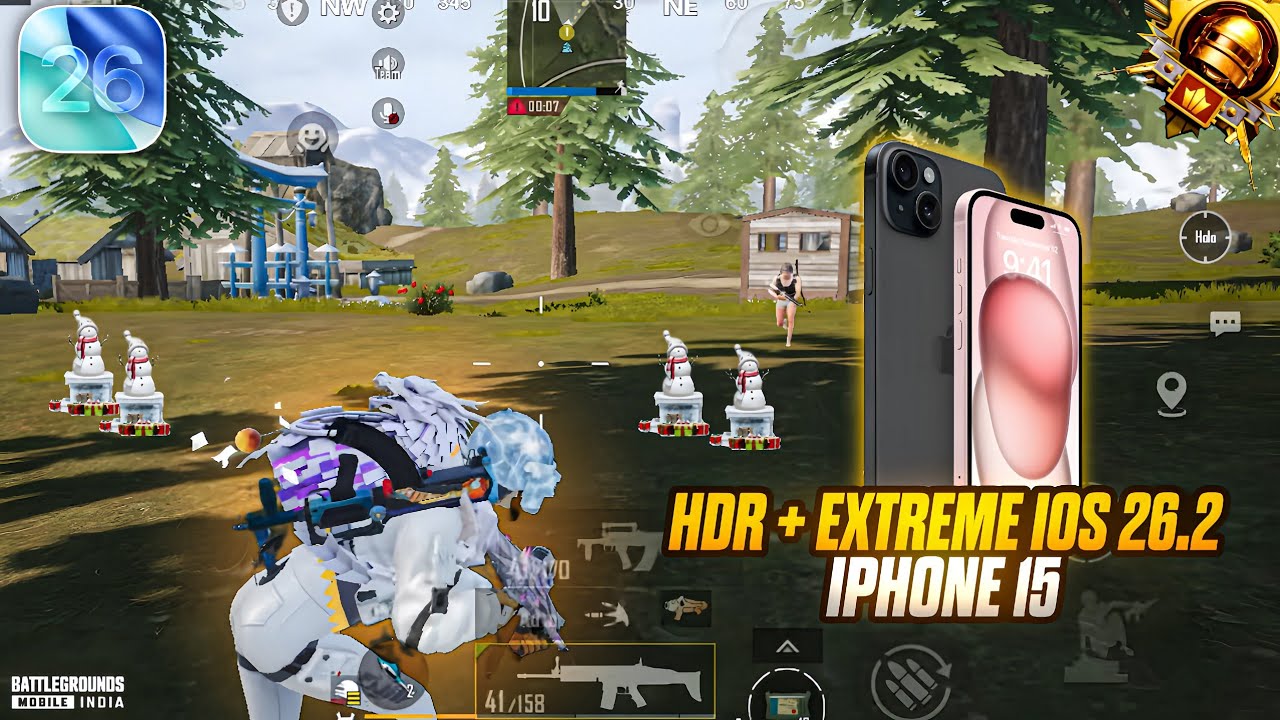 iPhone 15 BGMI HDR+Extreme Graphics Test 🔥 | PUBG Mobile 4.1 Update Performance | After iOS 26⚡️