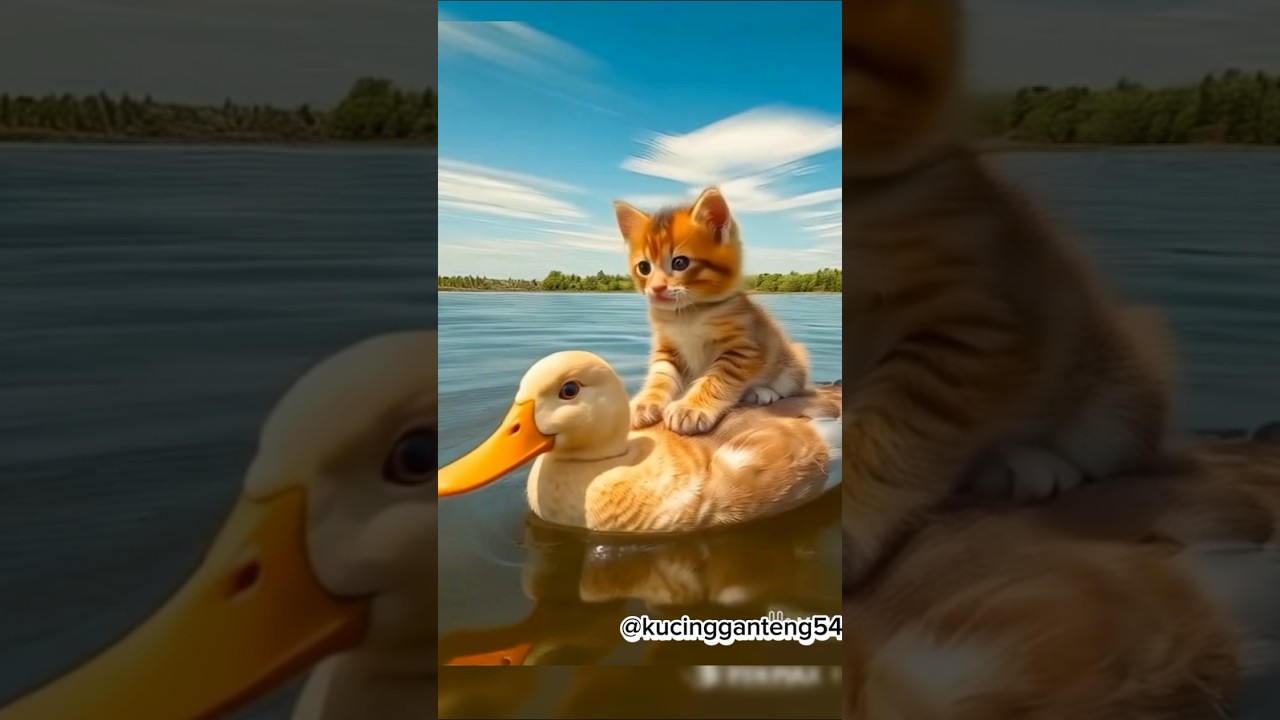 Kucing lucu naik bebek #funny #kucinglucu #kucing #cat #cutecat #bebek #animals #catlover  #shorts