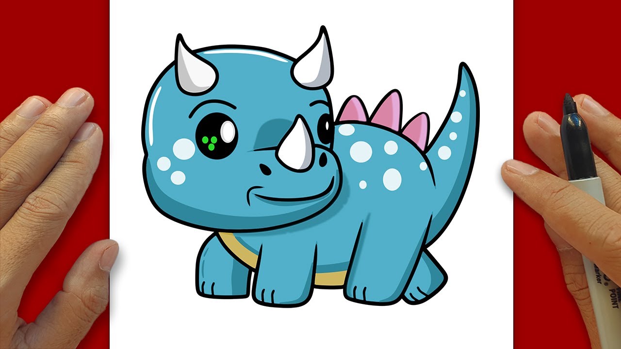 DINOSAUR Drawing Step By Step  🐱‍🐉– Simple Line Art | Easy Kawaii Drawing