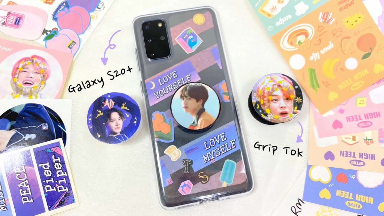 갤럭시 S20+ 언박싱하고 방탄소년단 폰케이스, 그립톡 꾸미기 Unboxing Galaxy S20+ and DIY BTS Grip Tok, Phone Case Decor
