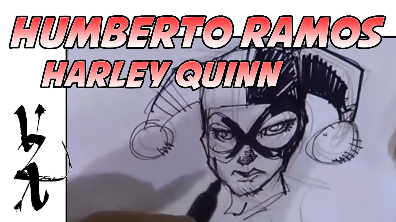 Humberto Ramos drawing Harley Quinn